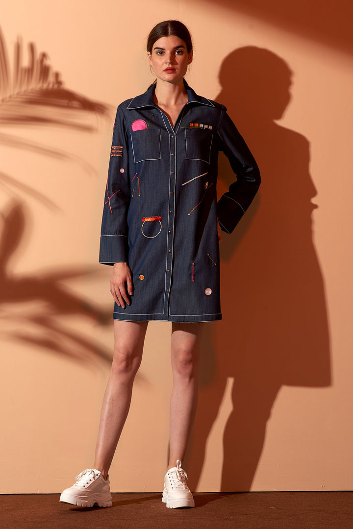 Geometrical Shape Shirt Dress