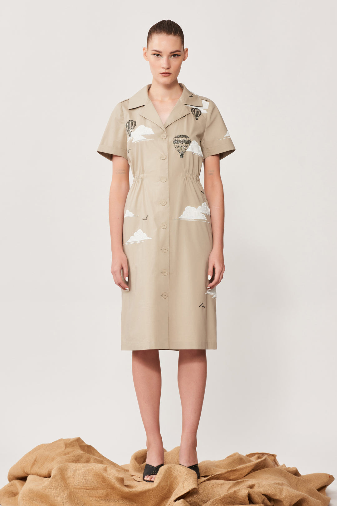 Air Balloon & Sun Rays Summer Coat Dress