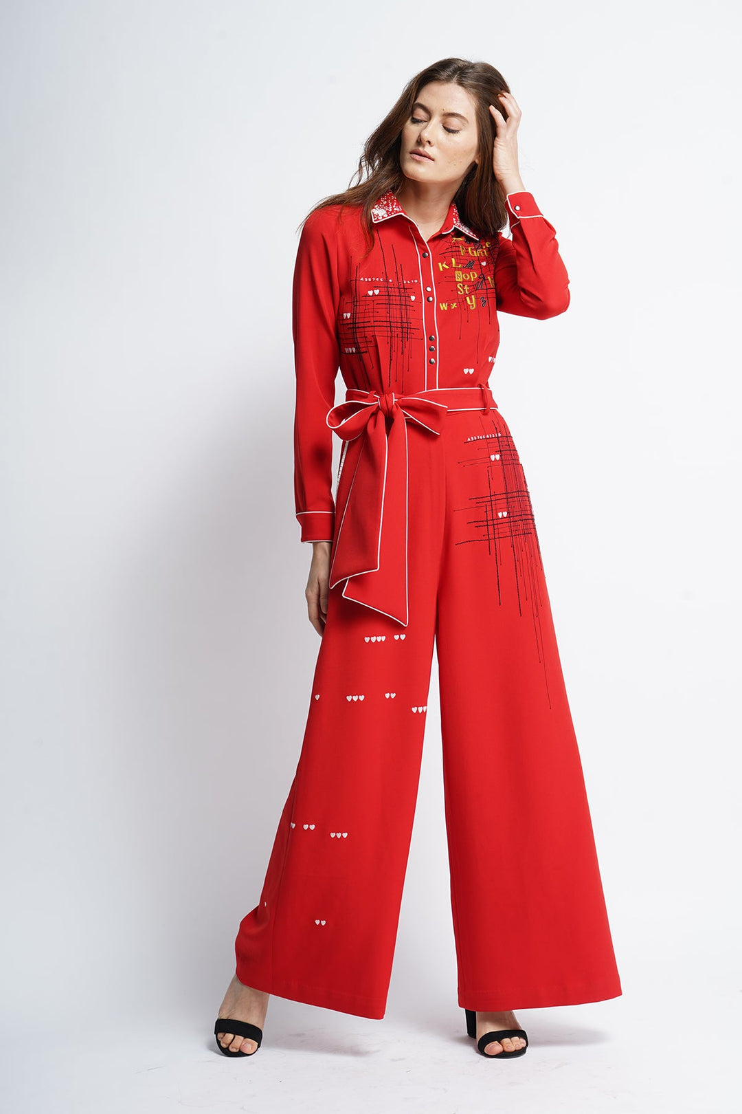 Abcd Intersecting Lines Jumpsuit With Belt