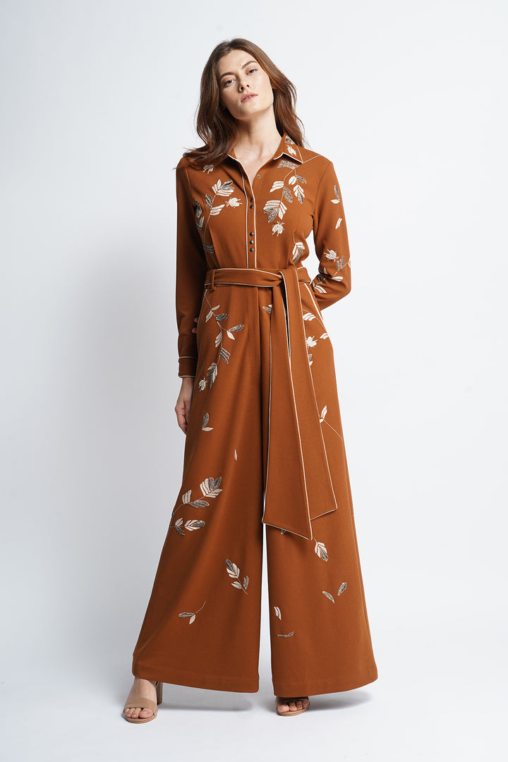 Meadow Plant Jumpsuit With Belt