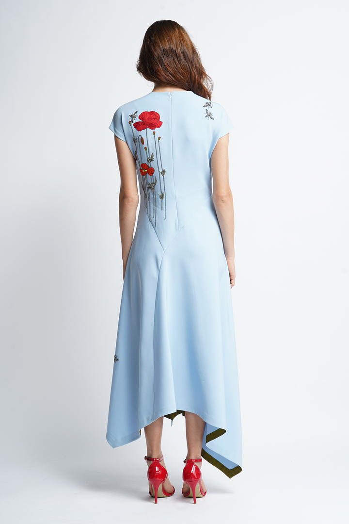 Poppy Garden Panelled Handkerchief Long Dress