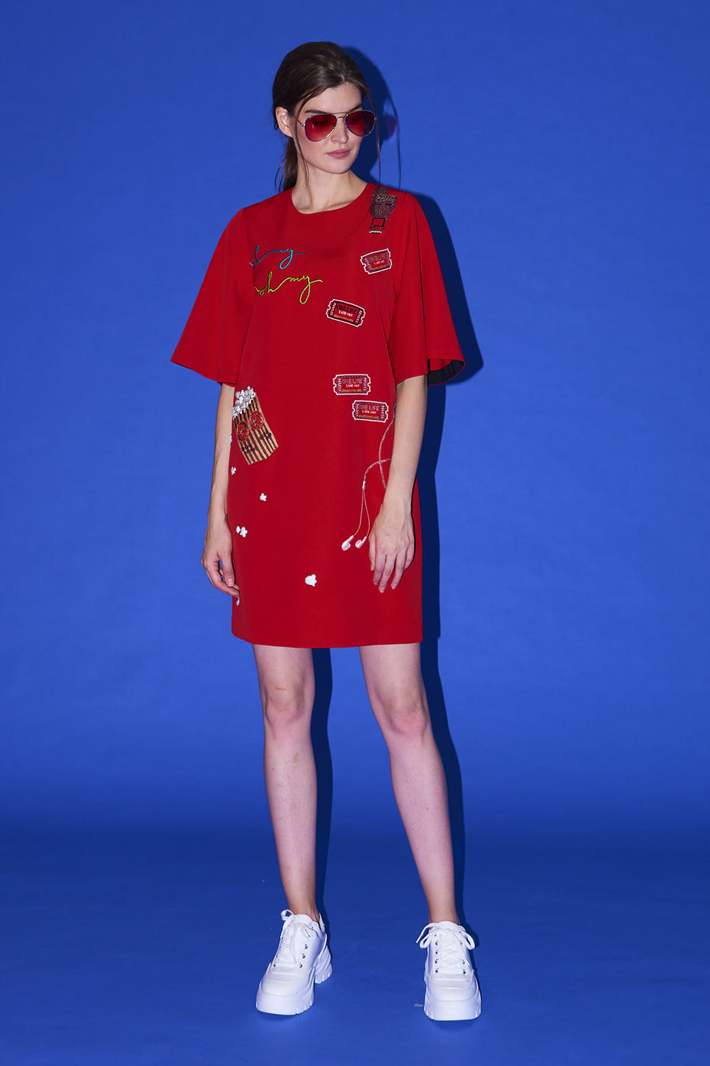 Popcorn Frill Sleeves Mini Dress