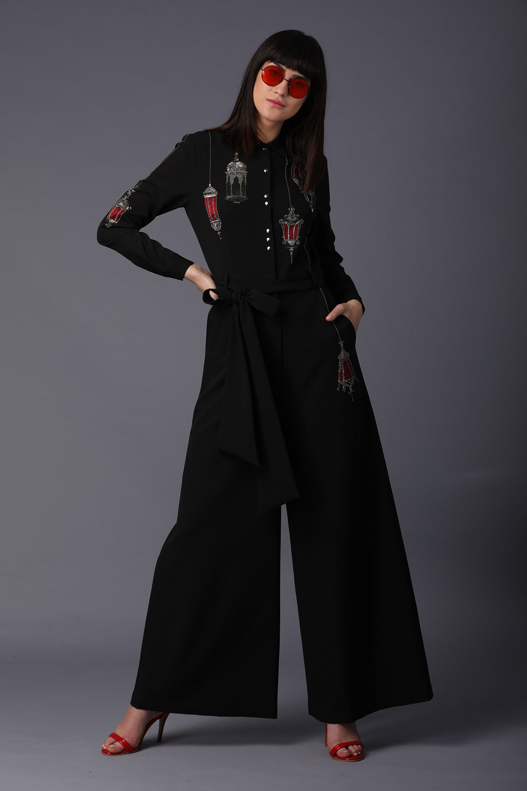 Hanging Lamp Jumpsuit With Belt
