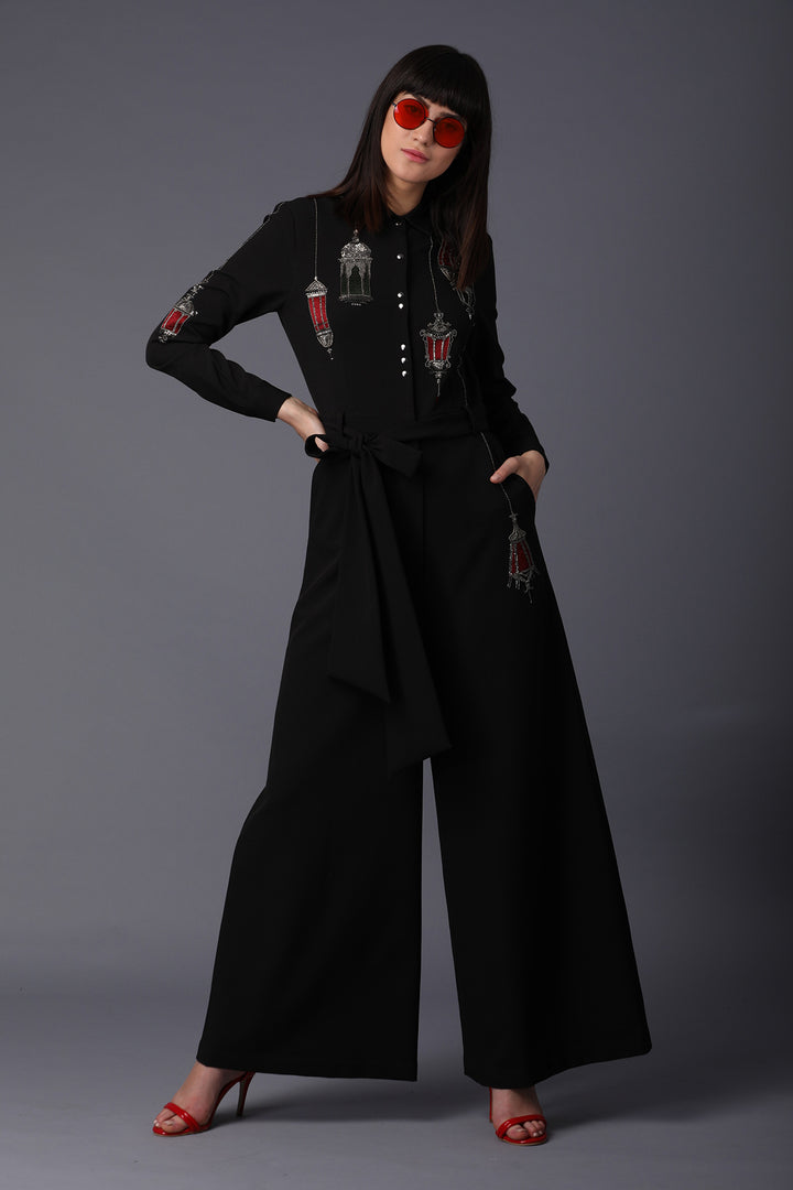 Hanging Lamp Jumpsuit With Belt