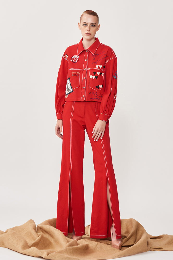 Dancing Downtown Short Jacket With High Slit Pants