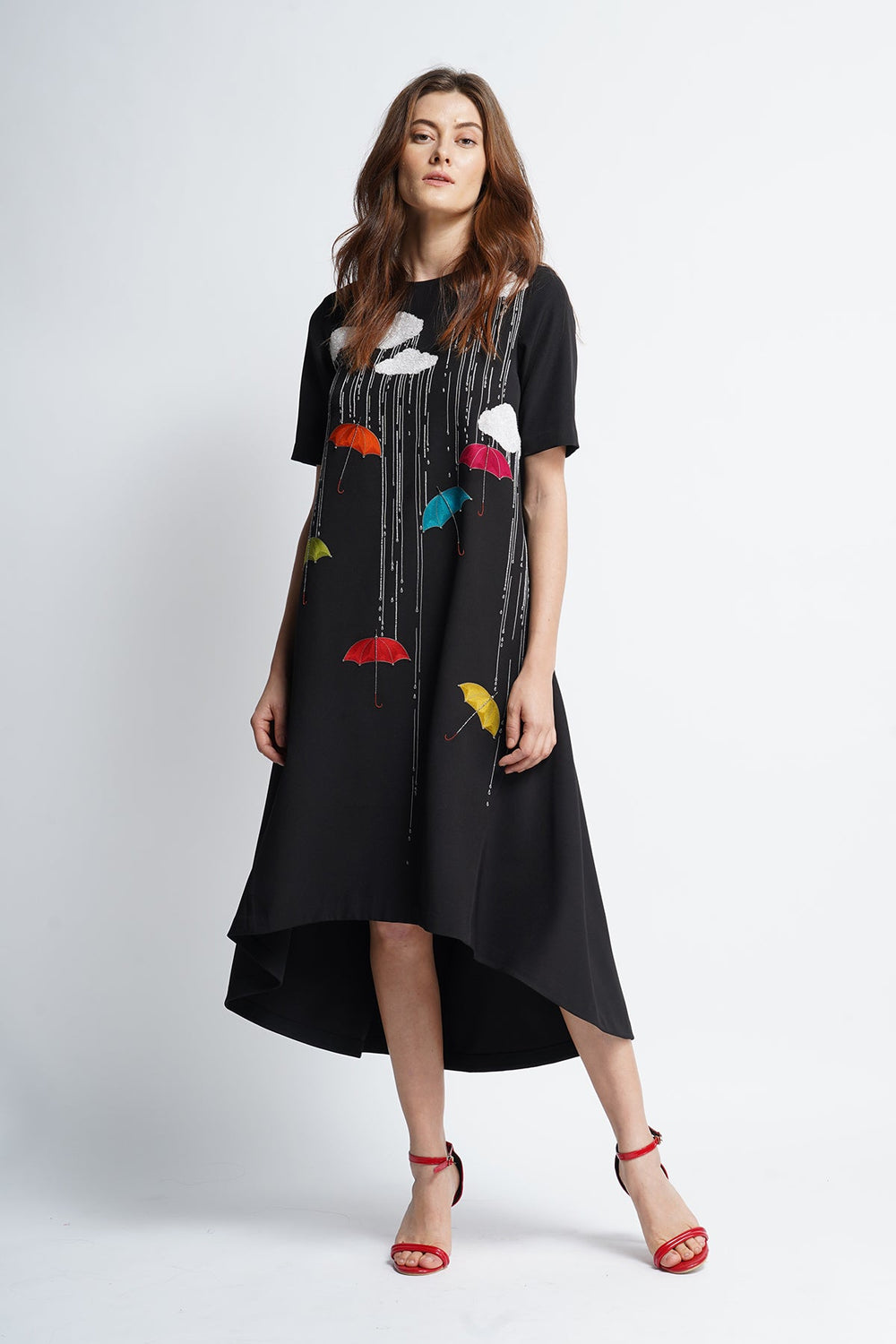 Rainy Days Shifted Seam High Low Midi Dress