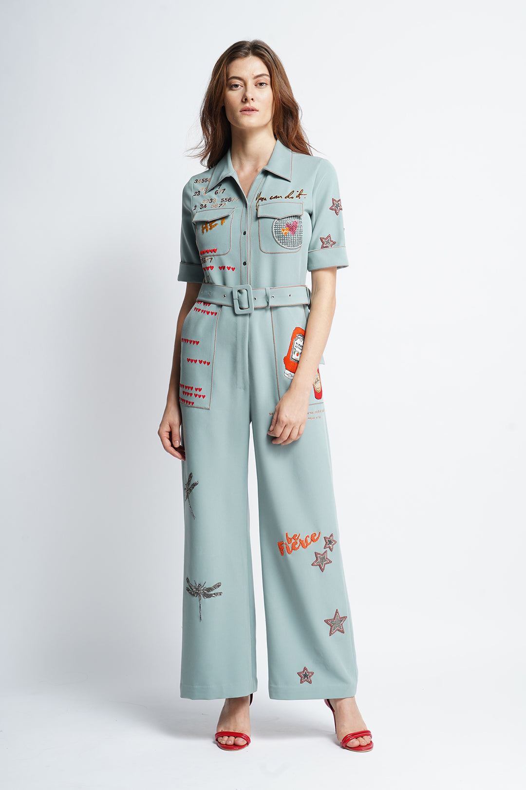 Numbers Text And Sauce Bottle Jumpsuit With Belt
