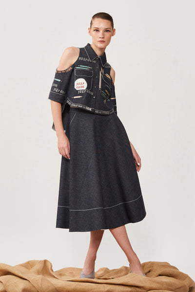 Keep Going Cold Shoulder High Low Shirt