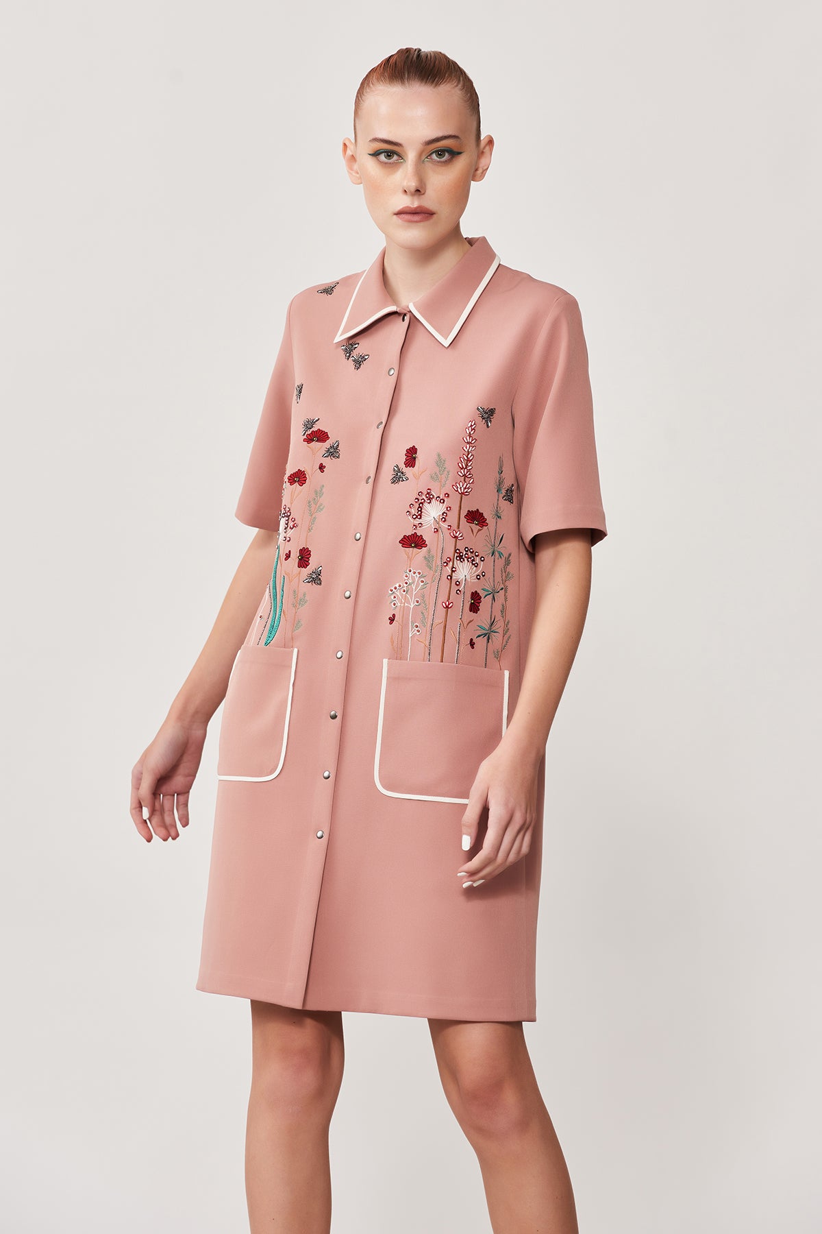 Summer Bloom Shift Dress With Patch Pocket