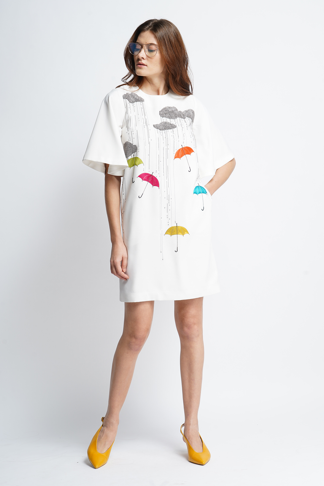 Rainy Days Mini Dress With Flared Sleeves