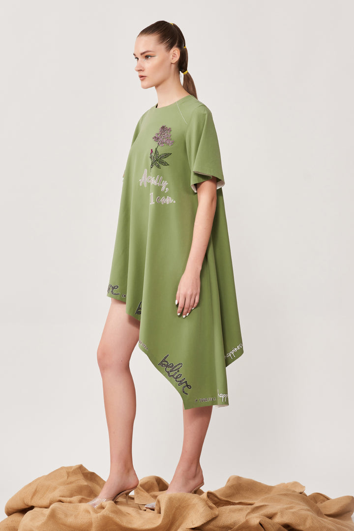 Choose Happy Asymmetric Dress