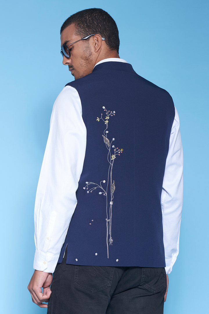 Dainty Flower And Butterfly Nehru Jacket
