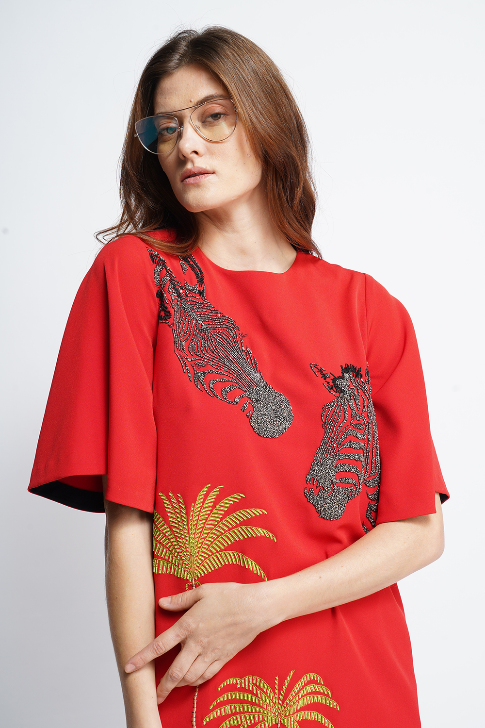 Zebra In The Jungle Mini Dress With Frill Sleeves