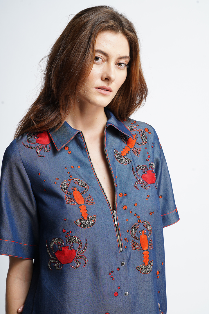 Crab And Prawns Shift Dress