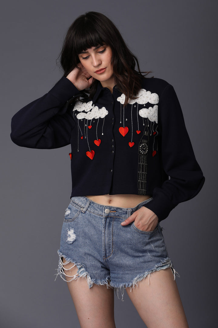 Big Ben, Hearts And Cloud Cropped Shirt