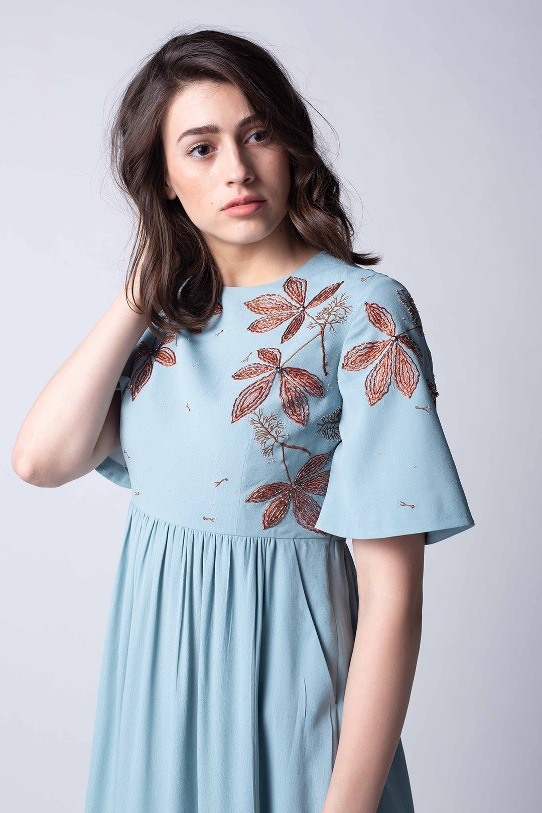 Wild Leaf Gathered Tiered Dress