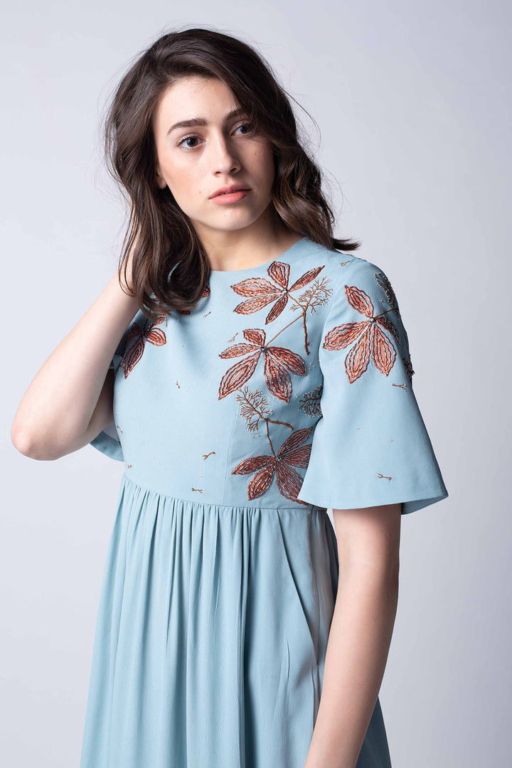 Wild Leaf Gathered Tiered Dress