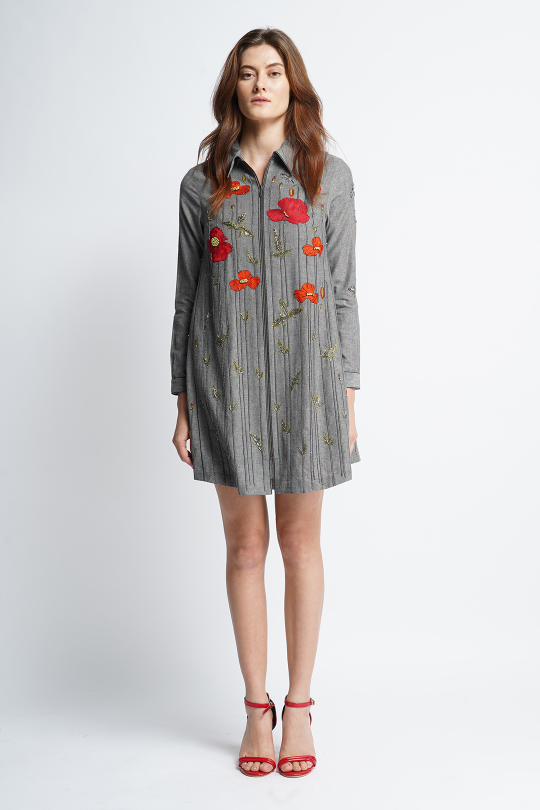 Poppy Garden Side Triangle Shirt Dress