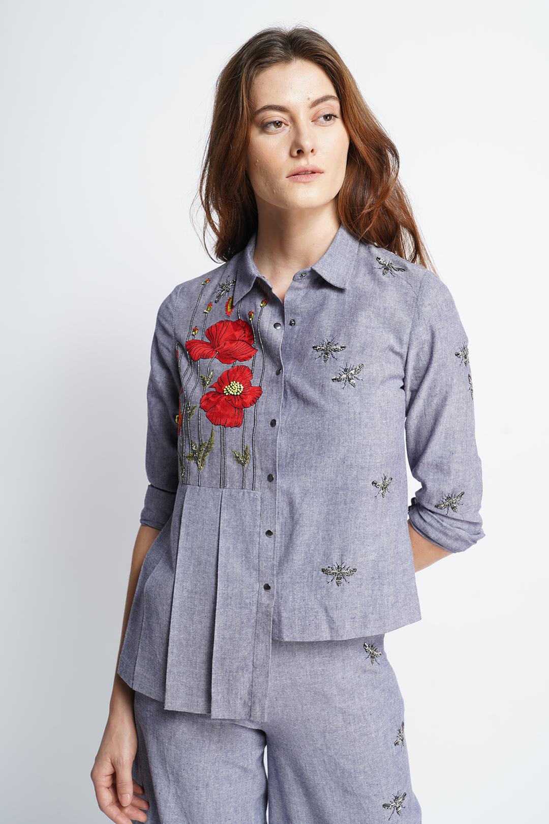 Poppy Garden Side Pleated Shirt