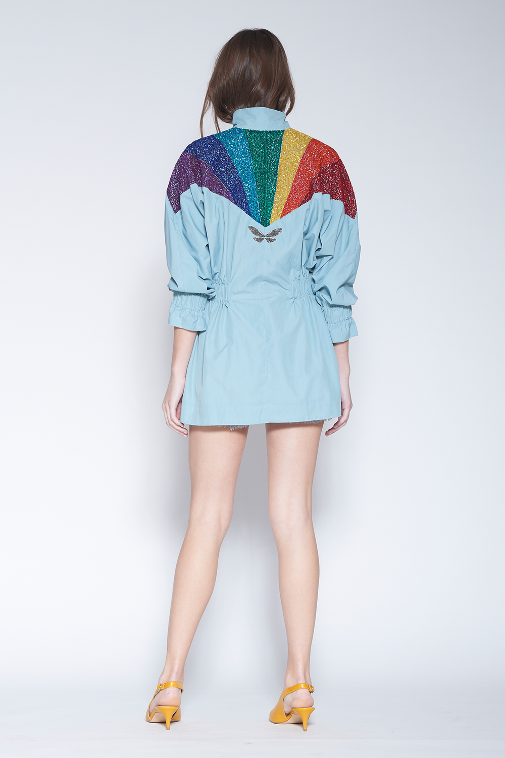 Sona Mohapatra In Half Insect Rainbow Prism Jacket Dress