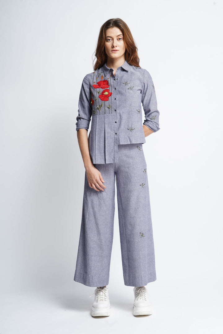 Poppy Garden Side Pleated Shirt