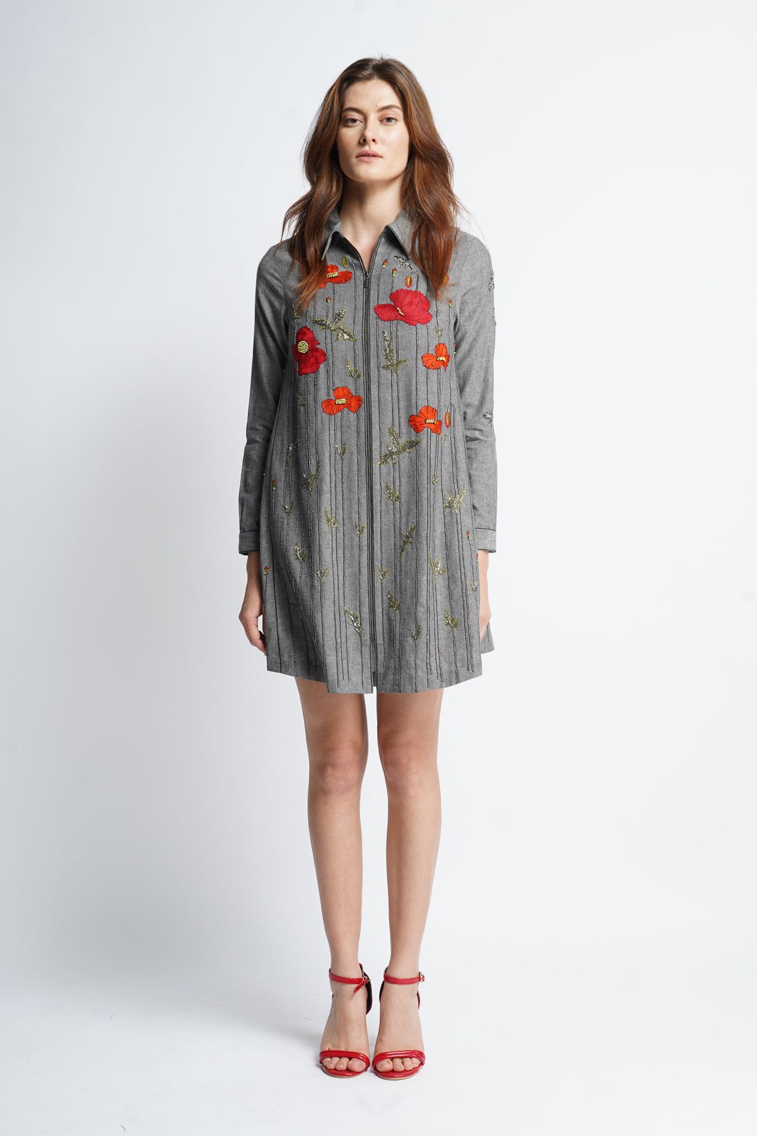 Poppy Garden Side Triangle Shirt Dress