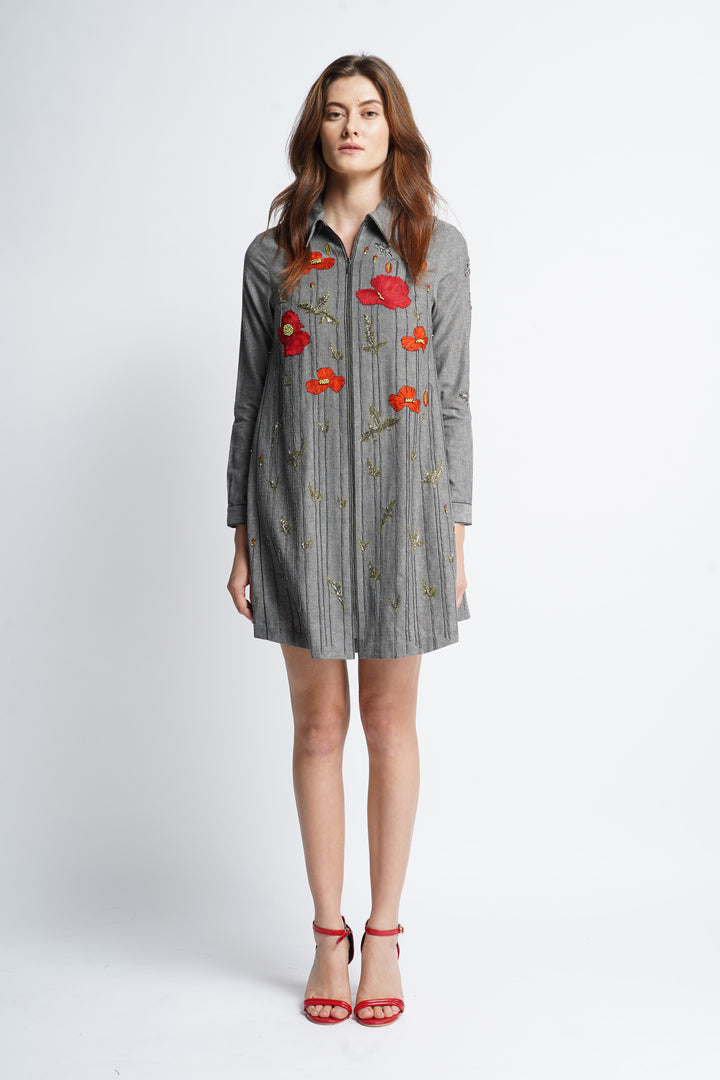 Poppy Garden Side Triangle Shirt Dress