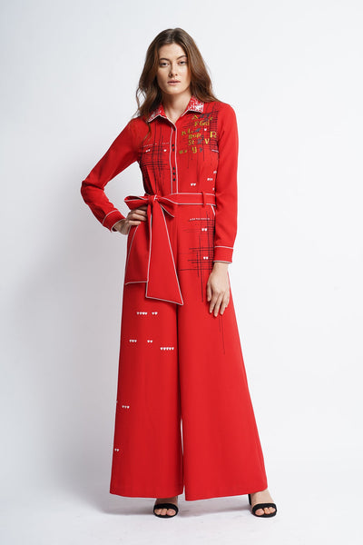 Abcd Intersecting Lines Jumpsuit With Belt