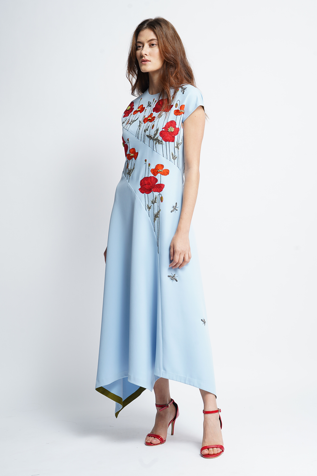 Poppy Garden Panelled Handkerchief Long Dress