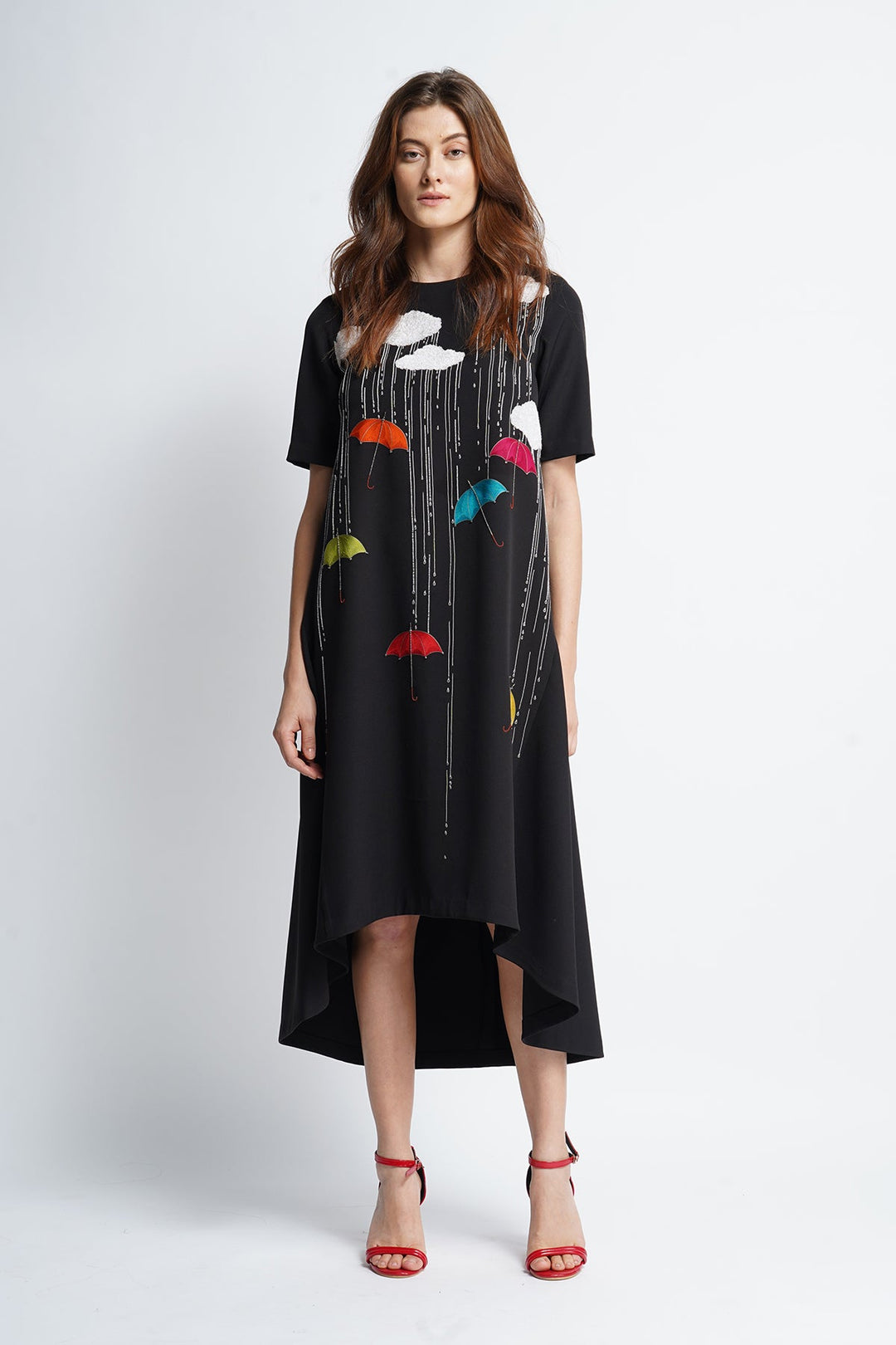 Rainy Days Shifted Seam High Low Midi Dress