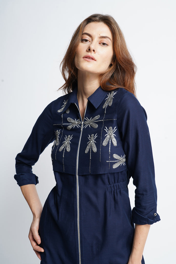 Dragonfly in Line Double Layer Short Dress