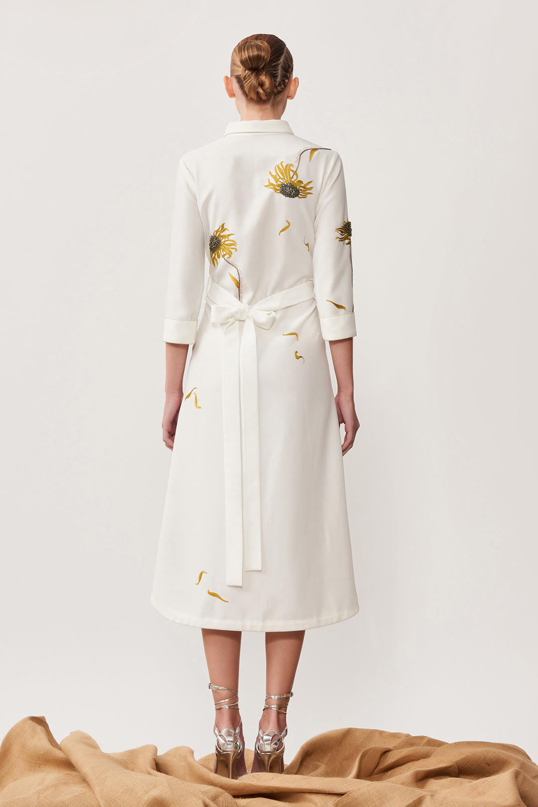 Withering Flower Long Shirt Dress With Belt