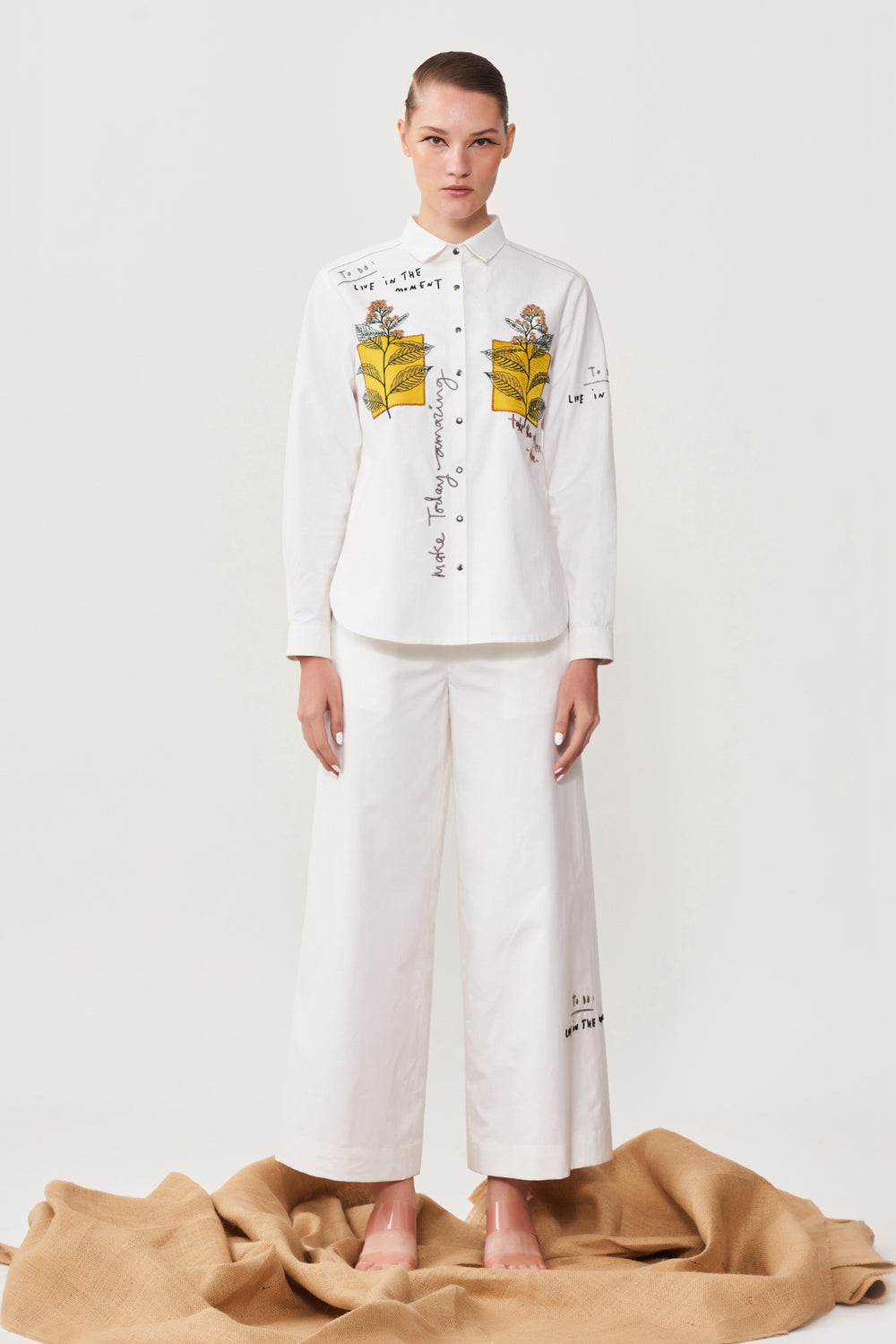 Leaves Patch High Low Shirt