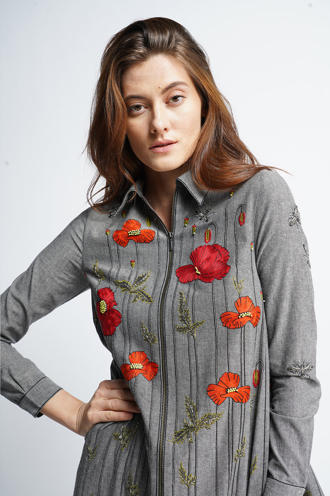 Poppy Garden Side Triangle Shirt Dress