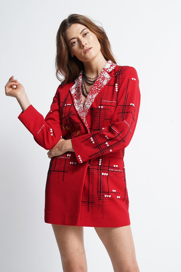 Abcd Intersecting Lines Double Breast Coat Dress