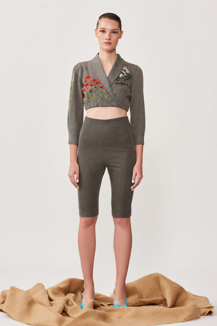 Daisy Bee Wrap Short Jacket With Shorts