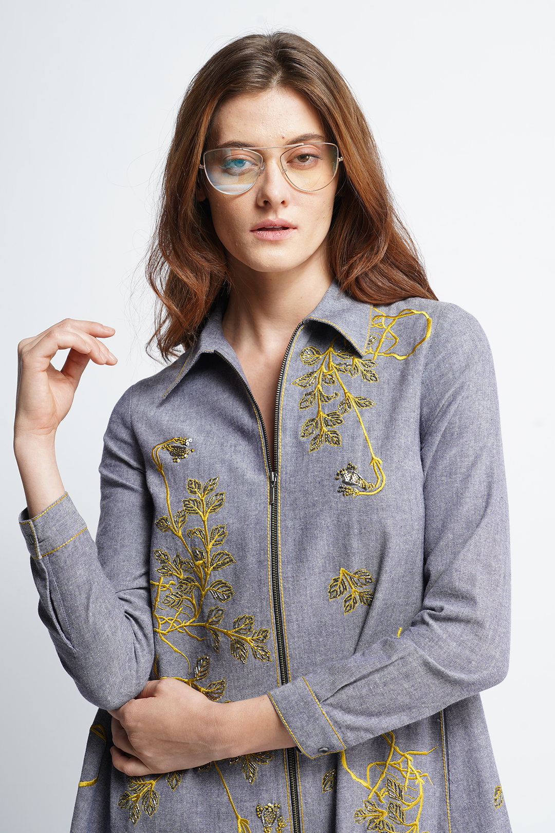 Narrow Pants of Roots Side Triangle Shirt Dress