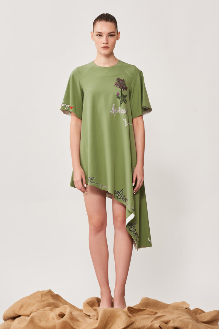 Choose Happy Asymmetric Dress