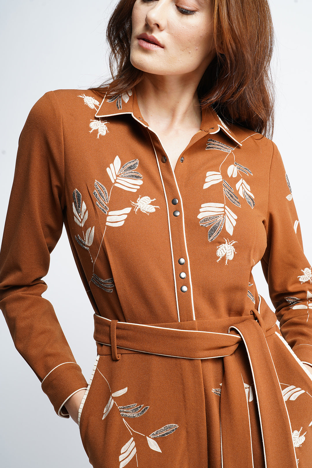 Meadow Plant Jumpsuit With Belt