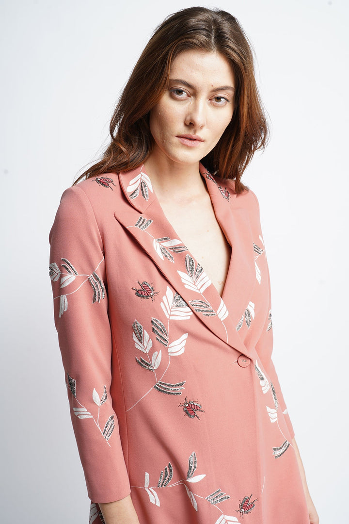Abstract Leaves Flared Coat Dress