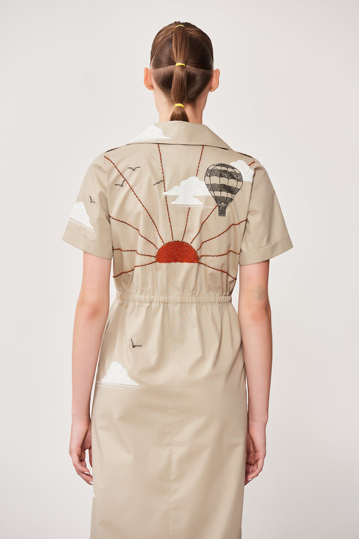 Air Balloon &amp; Sun Rays Summer Coat Dress