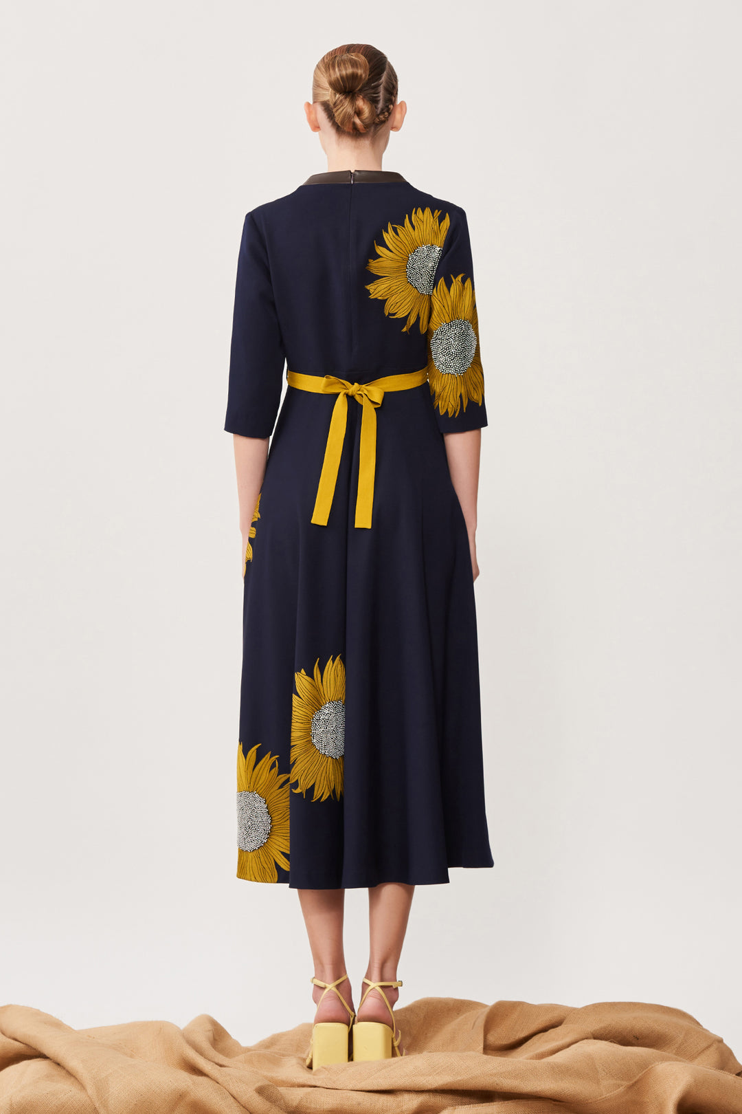 Sunflower Circular Midi Dress With Belt