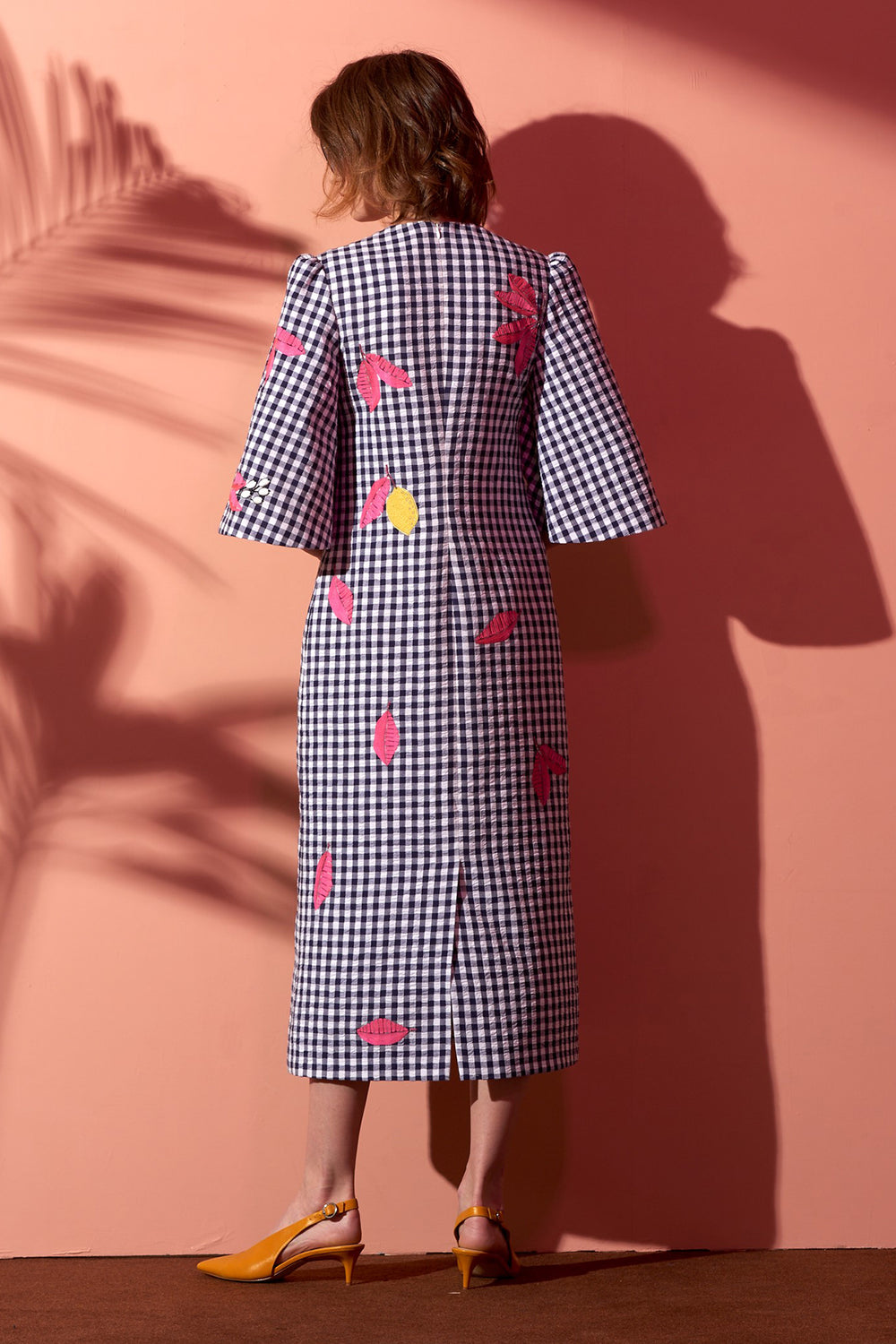 Lemon Midi Dress With Wide Sleeves