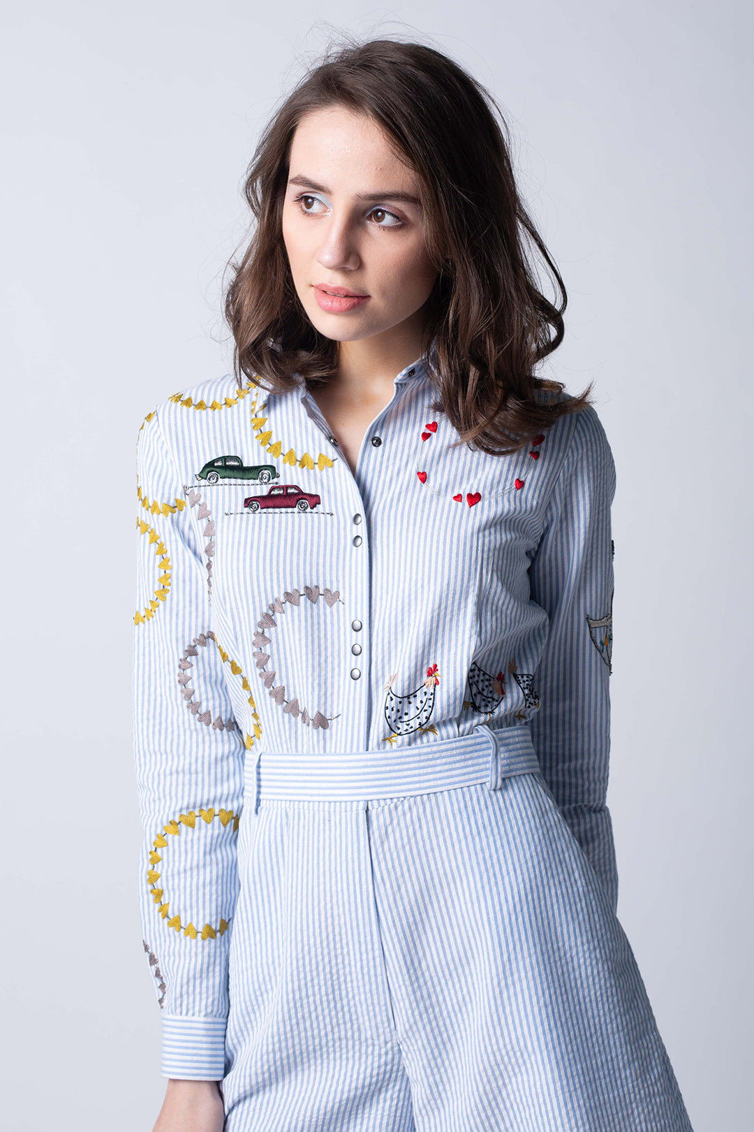 Circled Herts/rooster Playsuit With Belt