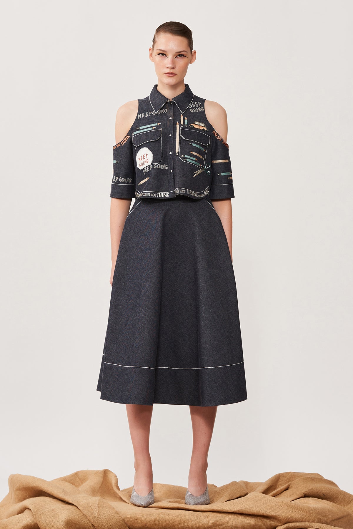 Keep Going Cold Shoulder High Low Shirt