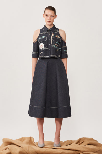 Keep Going Cold Shoulder High Low Shirt