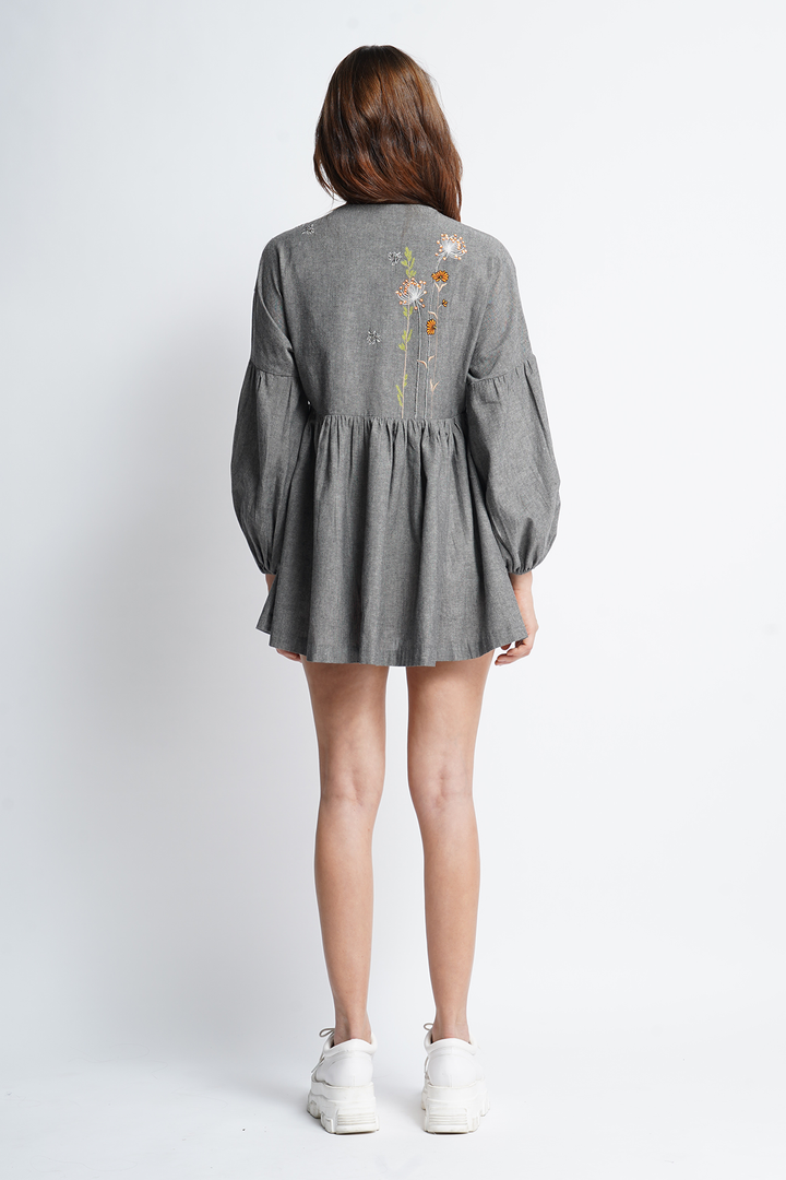 Summer Bloom Balloon Sleeves Gathered Mini Dress