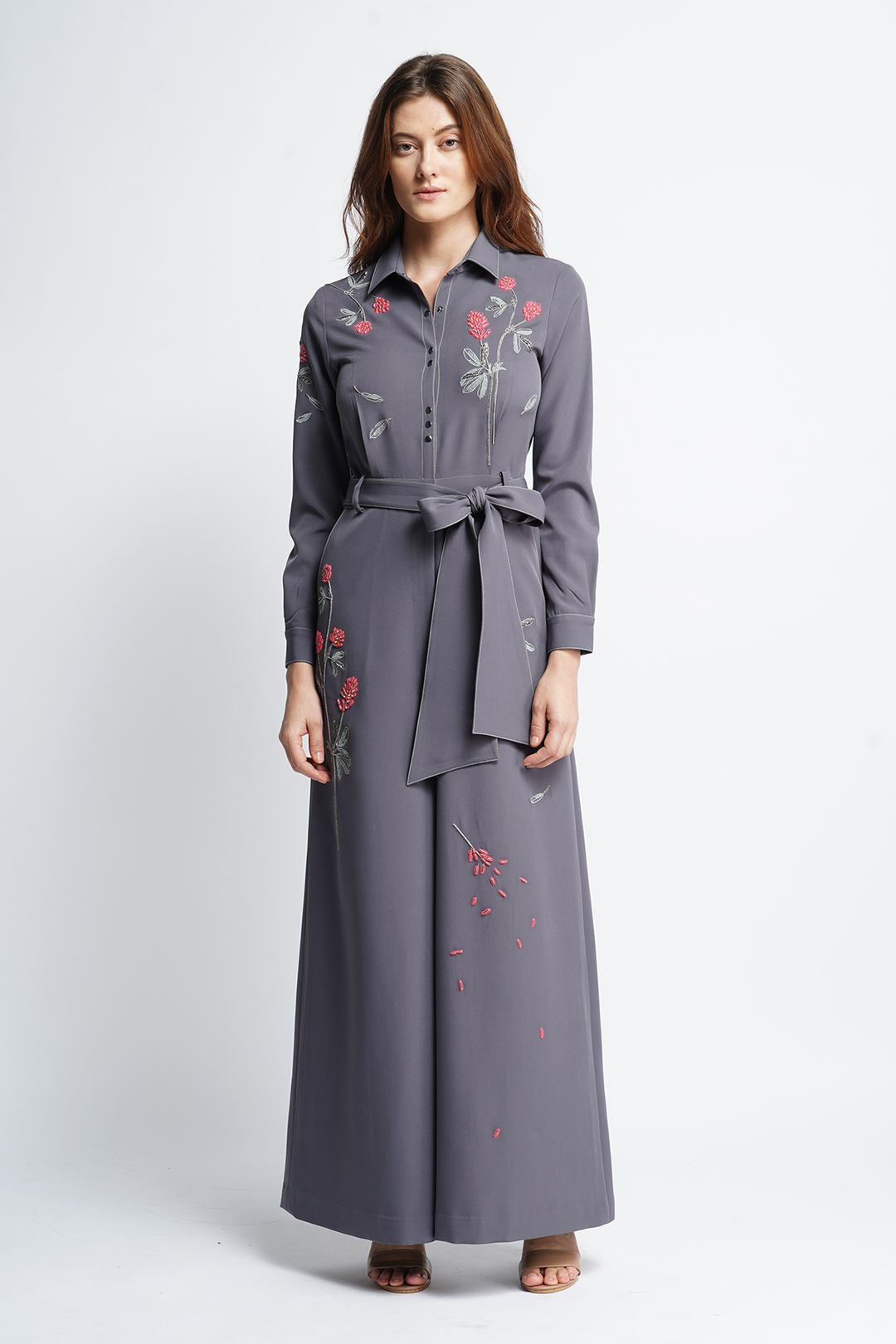 Meadow Plant Jumpsuit With Belt