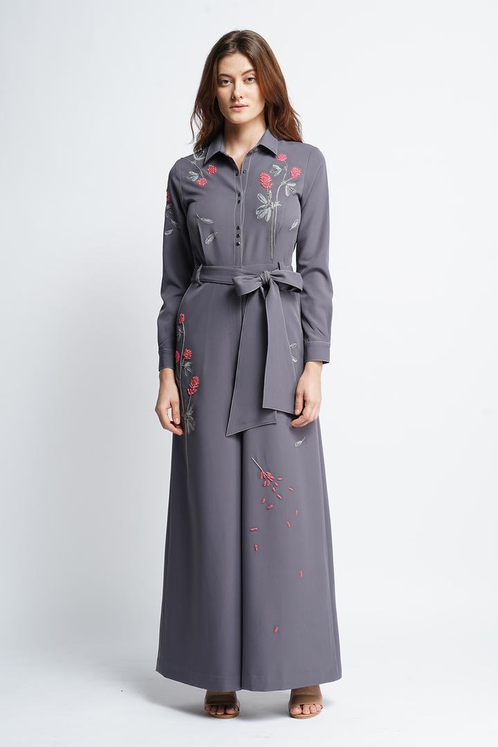 Meadow Plant Jumpsuit With Belt