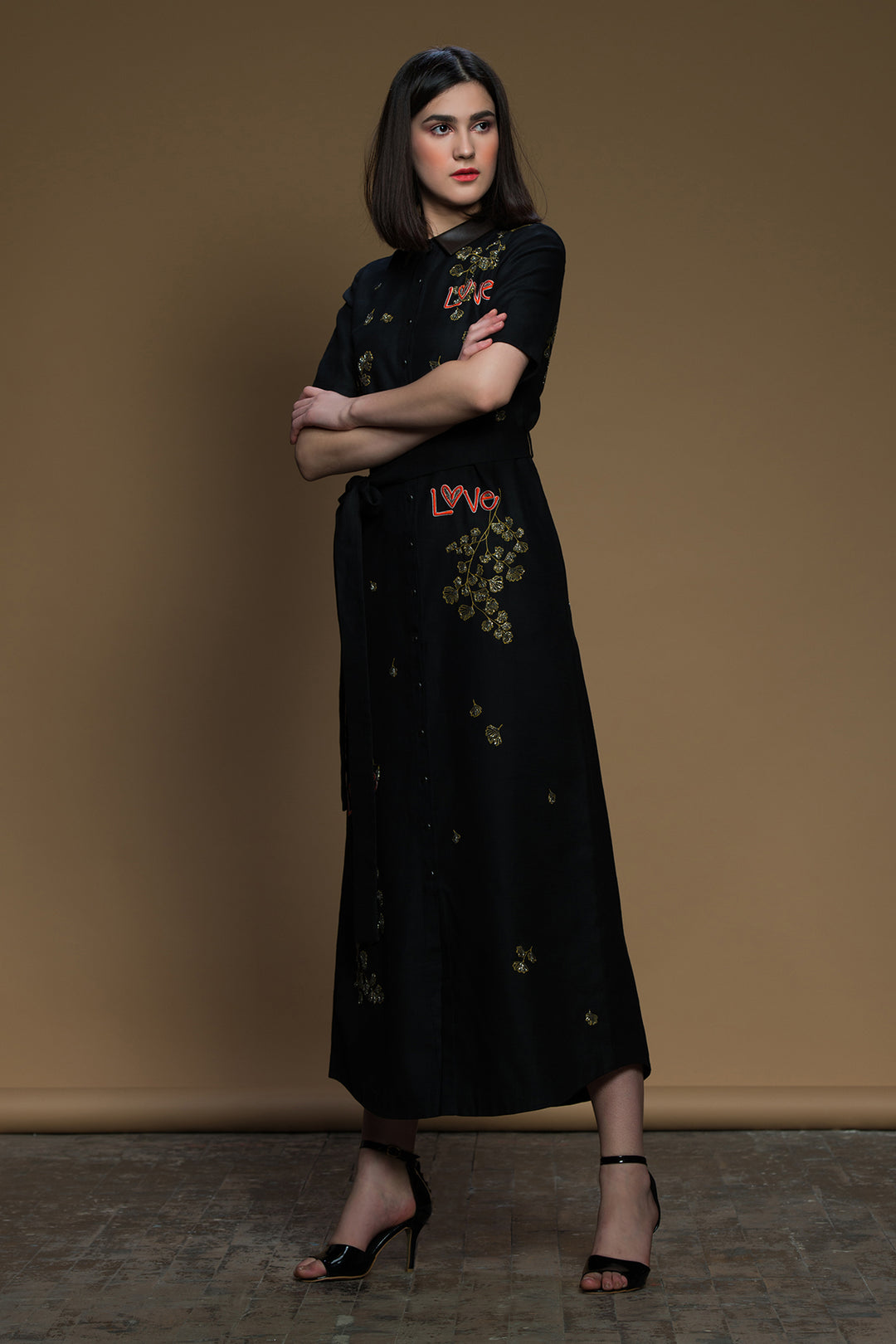 Coriander Love Long Shirt Dress With Belt
